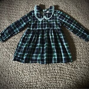 “Stitchy Fish” Plaid Long Sleeve Kids Dress